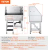 A diagram and specification sheet for a stainless steel dog grooming tub. Podgląd zdjęcia produktu