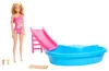 Barbie Pool mit Puppe (mit Pool, Rutsche, Handtuch und Produktbild-Vorschau 1