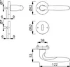 Technical drawing with dimensions of a door handle set. Podgląd zdjęcia produktu