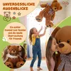 Children playing with a large teddy bear, with confetti falling. Anteprima dell’immagine prodotto