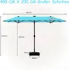 COSTWAY dvojitý slnečník 400x200cm s kľukou, stojanom a LED Náhľad obrázku produktu 3