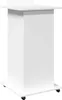 A white podium with wheels and a small shelf on top. Anteprima dell’immagine prodotto