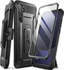 A black phone case with a holster and screen protector. Produktbild-Vorschau