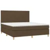 A brown upholstered boxspring bed with a white mattress and a matching headboard, shown against a white background. Produktbild-Vorschau