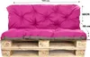 A pink and gray cushion set for a pallet sofa, with dimensions indicated. Produktbild-Vorschau