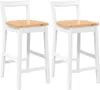 Barhocker 2 Stk. Weiß Massivholz Gummibaum Produktbild-Vorschau 1