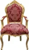 A single ornate armchair with a gold frame and red patterned upholstery. Produktbild-Vorschau