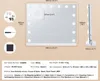 Diagram and specifications for a makeup mirror with lights. Voir les images du produit