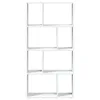 A white, modern bookshelf with multiple compartments against a white background. Anteprima dell’immagine prodotto