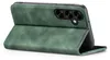 A green flip cover phone case is shown from the side, with the cover open. Produktbild-Vorschau