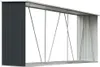 A metal firewood storage shed with a dark grey side panel and a silver corrugated metal back panel and roof. Náhled obrázku produktu