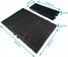 Two charcoal filters of different sizes are shown with dimensions indicated by blue arrows and text. Produktbild-Vorschau