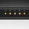A close-up view of the control panel of a kitchen appliance, likely a range hood, featuring illuminated buttons with icons. Produktbild-Vorschau