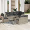 vidaXL 9-tlg. Garten-Sofagarnitur mit Kissen Hellgrau Poly Produktbild-Vorschau 2