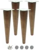 Four wooden furniture legs with silver tops and screws and felt pads on a white background. Náhľad obrázku produktu