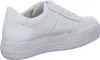 A white leather sneaker is shown from a side-rear angle against a white background. Voir les images du produit