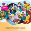 A colorful illustration depicting people from diverse cultures engaging in various activities, such as playing music, fishing, and cooking, with text at the bottom. Produktbild-Vorschau