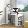 A white corner desk with a bookshelf unit, placed next to a window. Podgląd zdjęcia produktu