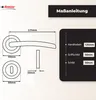 Diagrams and text illustrating the dimensions and specifications of a door handle set. Produktbild-Vorschau