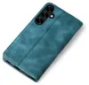 A teal-colored flip case for a smartphone is shown from a diagonal angle against a white background. Produktbild-Vorschau