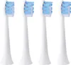 Four white electric toothbrush replacement heads with blue bristles are arranged in a row against a white background. Produktbild-Vorschau