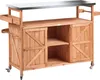 BELIANI Outdoor Kücheninsel Hellbraun Tannenholz Edelstahl Produktbild-Vorschau 1