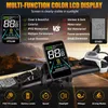 A close-up of an e-bike handlebar with a multi-function color LCD display, showing various features and benefits. Produktbild-Vorschau