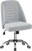 A gray fabric office chair with a chrome base and wheels. Podgląd zdjęcia produktu