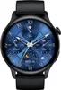 A close-up, front-facing view of a black smartwatch with a blue, detailed watch face. Náhled obrázku produktu