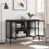 vidaXL Sideboard Schwarz 105x35x70 cm Glas und Stahl Produktbild-Vorschau 3