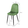 A green velvet dining chair with dimensions indicated by measurement lines and text. Náhled obrázku produktu
