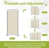 Diagram showing how the room divider can be configured with 1, 2, 3, or 4 panels, with text explaining its foldable and adjustable nature. Voir les images du produit
