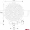 Technical drawing of a round work light with dimensions and mounting hardware. Anteprima dell’immagine prodotto
