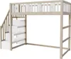 A loft bed with stairs and storage compartments, shown against a white background. Náhled obrázku produktu
