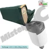 A vacuum cleaner bag and dustbin are shown. Produktbild-Vorschau