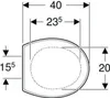 A diagram showing the dimensions of a toilet seat. Anteprima dell’immagine prodotto