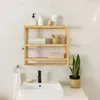 Relaxdays Wandregal Bad, HxBxT: 54 x 60 x 15 cm, Bambus, Produktbild-Vorschau 2