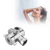 A split image showing a chrome shower diverter valve in the foreground and a woman enjoying a shower in the background. Náhľad obrázku produktu