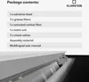 Package contents list for an extractor hood with a partial view of the product below. Náhľad obrázku produktu