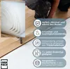 A roll of white foam insulation material is shown next to a person installing flooring. Produktbild-Vorschau