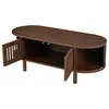 Table basse ovale Merax avec porte coulissante à stores, Voir les images du produit 6