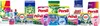 A collage of various cleaning product packaging, including laundry detergent, dish soap, and dishwasher tablets. Produktbild-Vorschau