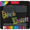 Farebné ceruzky, sada, trojhranné, v plechovej krabičke, FABER-CASTELL "Black Edition", 24 rôznych farieb Anteprima dell’immagine prodotto