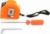 A collection of tools, including a tape measure, screwdriver, and hex wrench, laid out on a white background. Produktbild-Vorschau