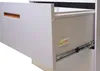 A close-up view of an open white filing cabinet drawer with metal drawer slides. Produktbild-Vorschau
