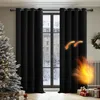 Blickdichte Thermovorhänge mit Ösen 300x140 cm Schwarz 2er Produktbild-Vorschau 2