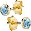 V Ohrstecker 585/- Gold 0,4cm gelb Blautopas beh. hellblau Produktbild-Vorschau 1