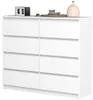 A white dresser with eight drawers is shown against a white background. Decorative items are placed on top of the dresser. Anteprima dell’immagine prodotto
