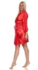 Damen Morgenmantel kurzer Kimono Satin mit Spitze;  Rot/S Produktbild-Vorschau 4