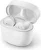A pair of white wireless earbuds in their charging case. Podgląd zdjęcia produktu